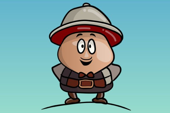 Mushroom Cartoon Character Back to School