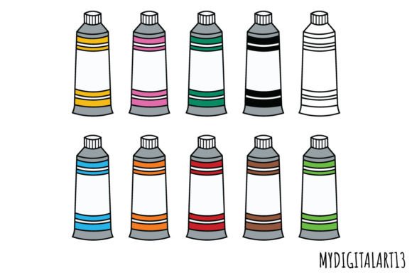 Paint Tubes Clipart, Back to School